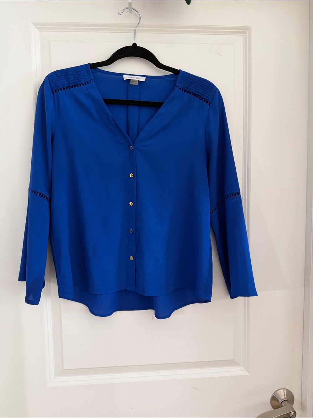 Calvin Klein Cobalt Button-Front Blouse